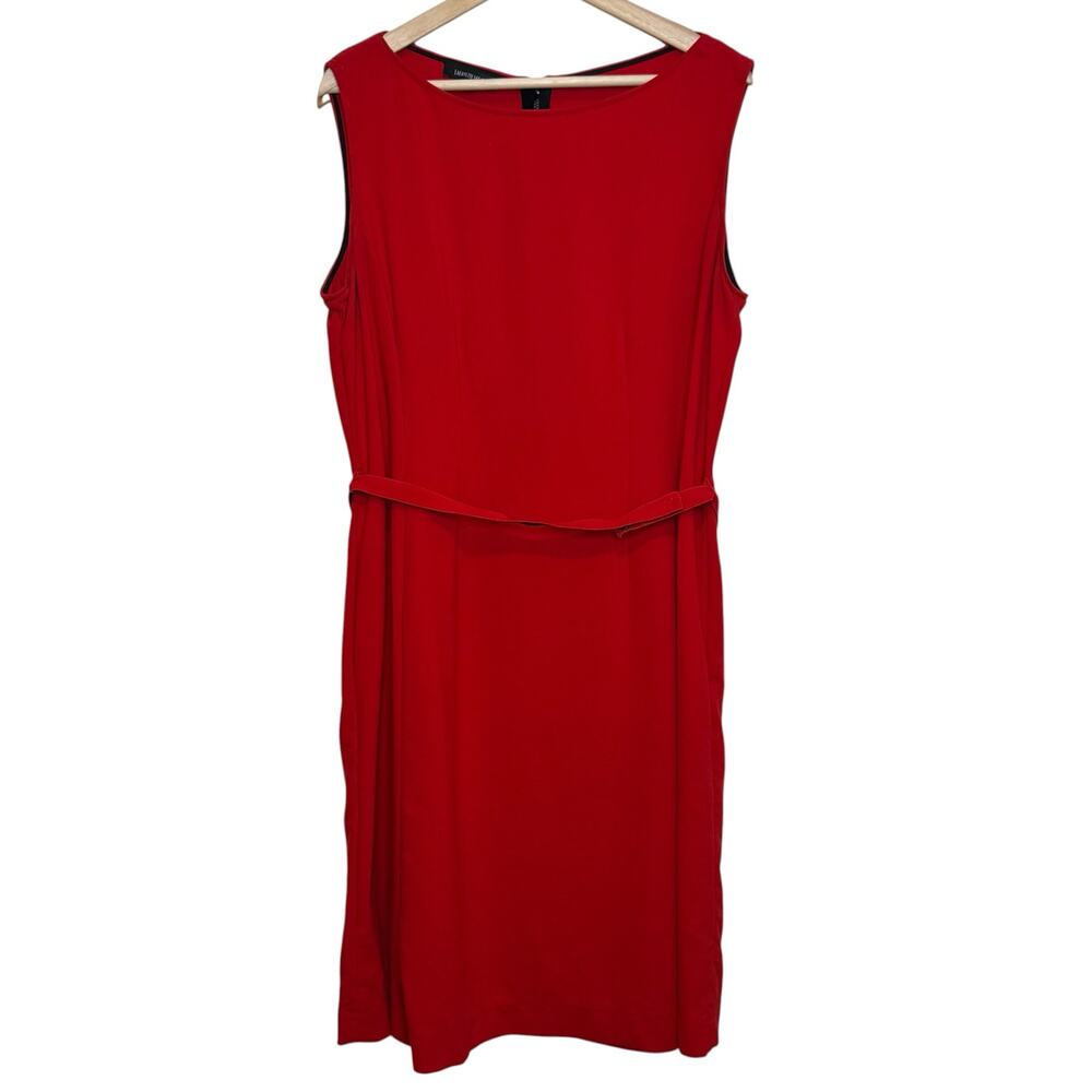 Lafayette 148 New York Size 16 Red Wool Blend Belted Shift Dress